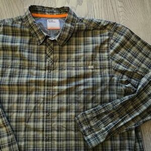 5.11 Tactical Green Plaid Snap Front Long Sleeve Hidden Pocket Shirt Mens XL